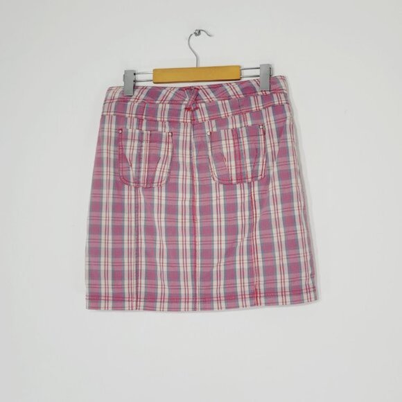 💕Denver Hayes Vintage Plaid Skort Knee Length Preppy Summer Red Blue Womens 2 - Picture 7 of 13